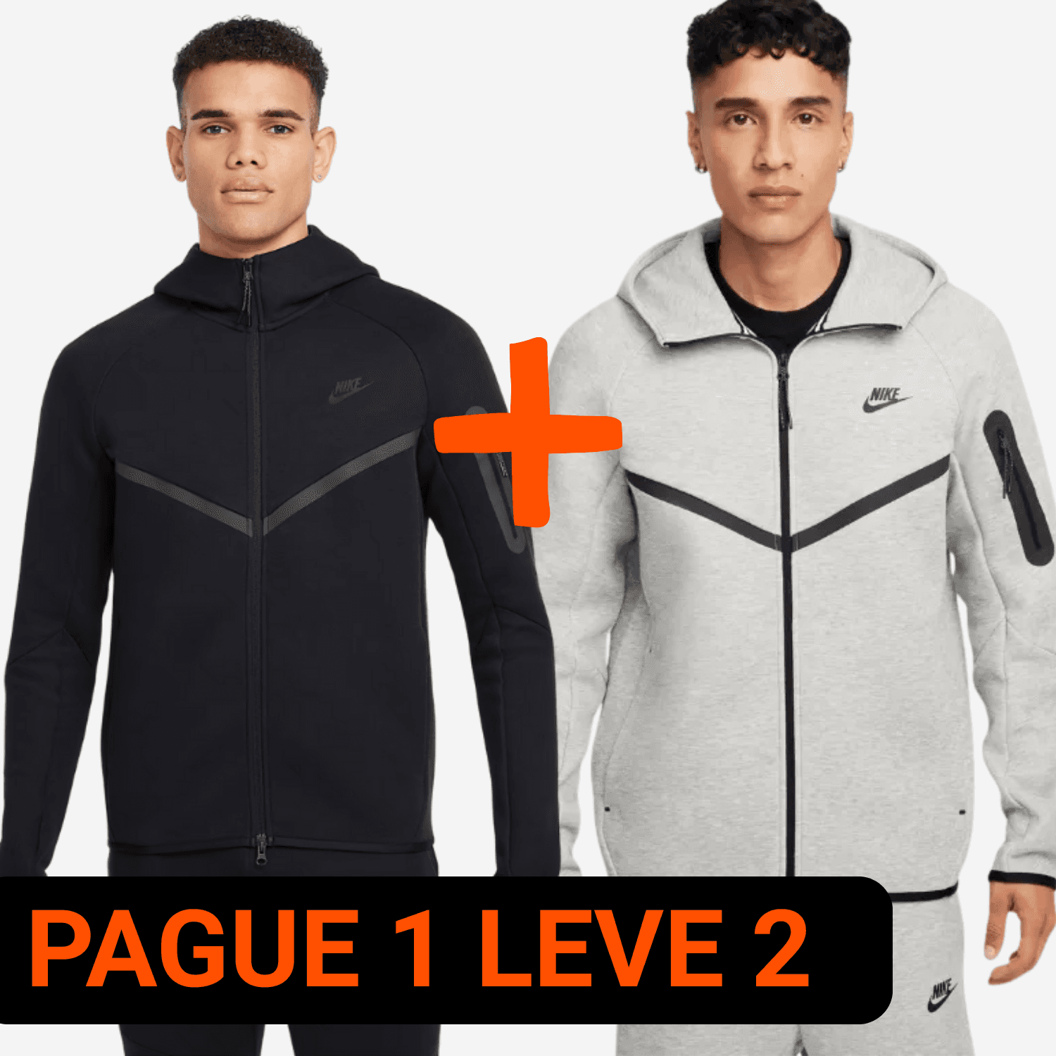 Conjunto Nike Tech Fleece Preto + Conjunto Nike Tech Fleece Cinza (Pague 1 Leve 2)