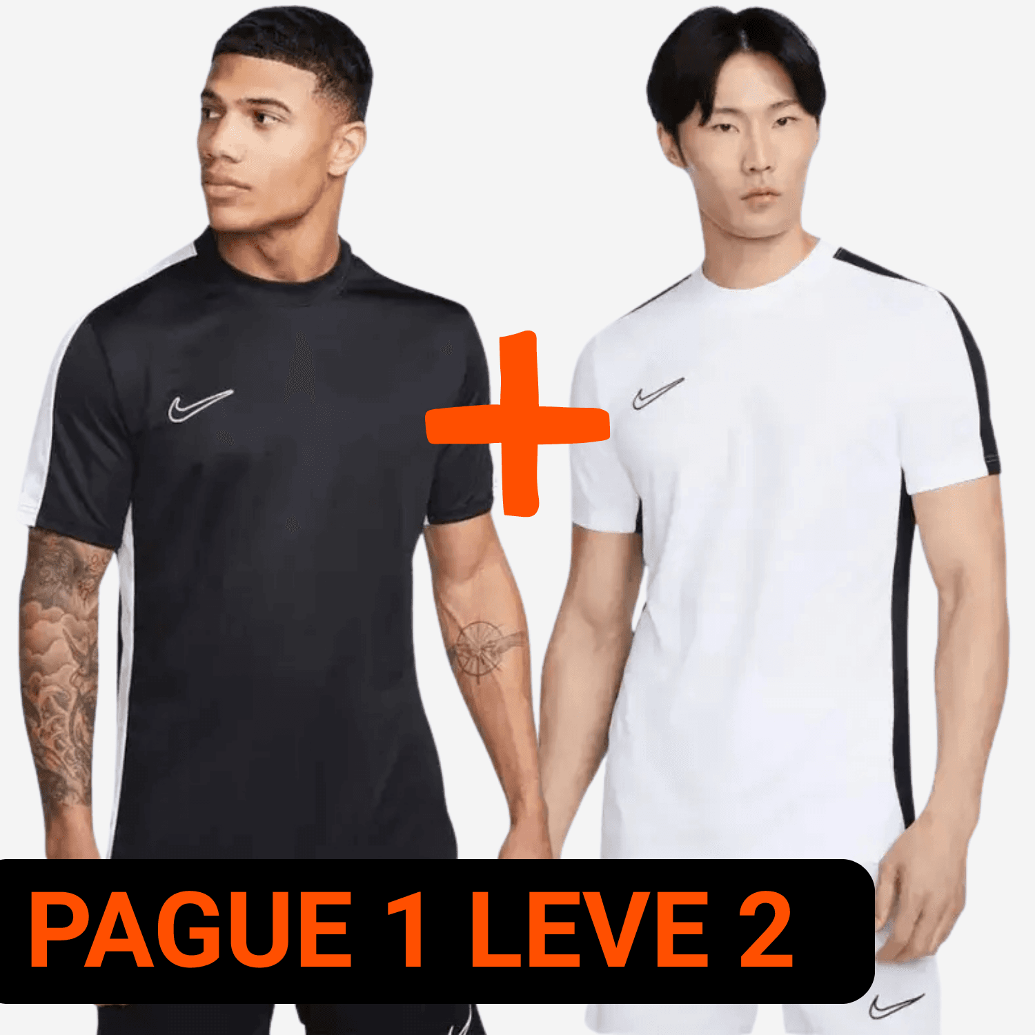 Conjunto Nike Academy 23 Preto + Conjunto Nike Dri-Fit Academy 23 Branco (Pague 1 Leve 2)
